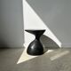 Solid wood (monoxyl) side table, organic shape, black color