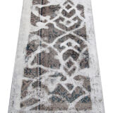 Traditional overdyed grey persian rug handwoven oriental living area rug 63x137cm