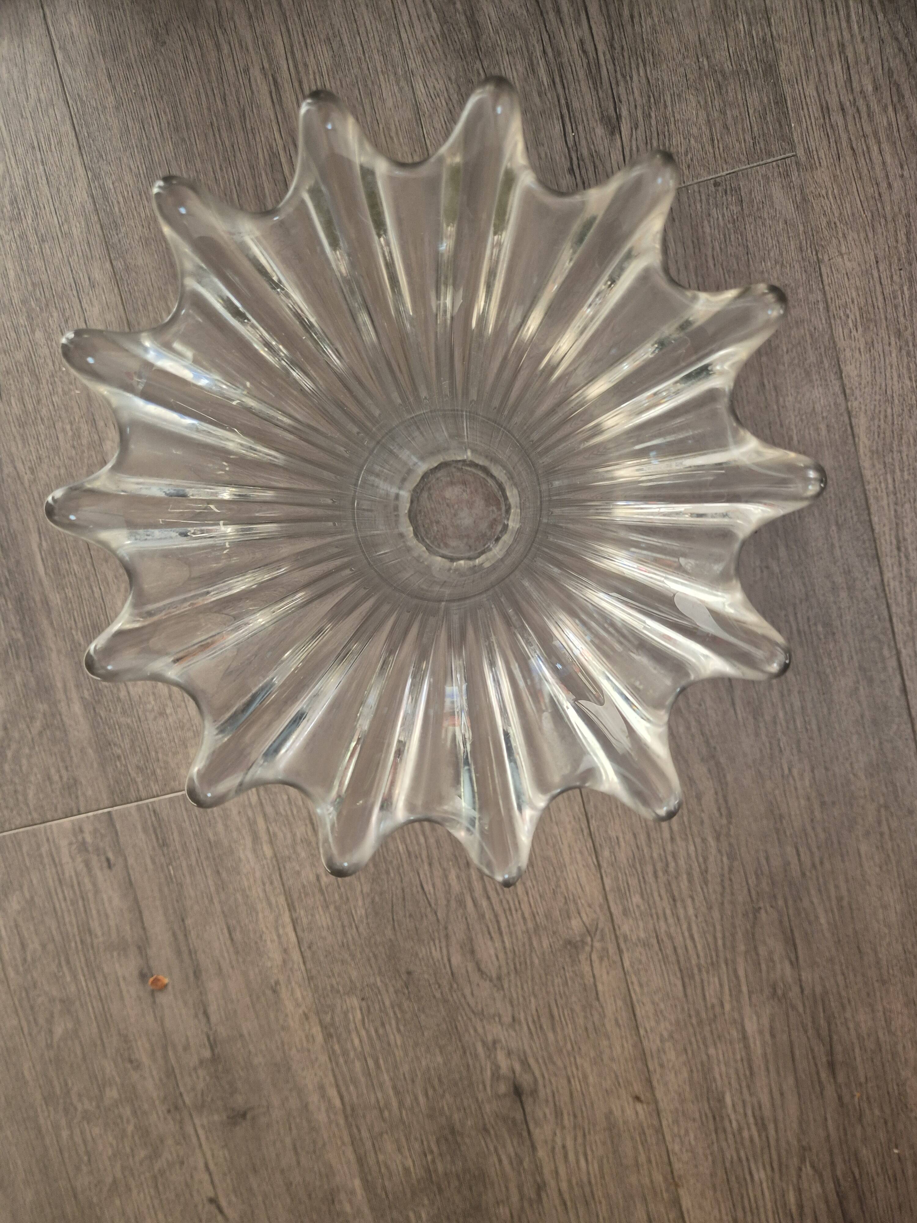 Vintage 60s crystal tulip vase - very heavy, with slight marks