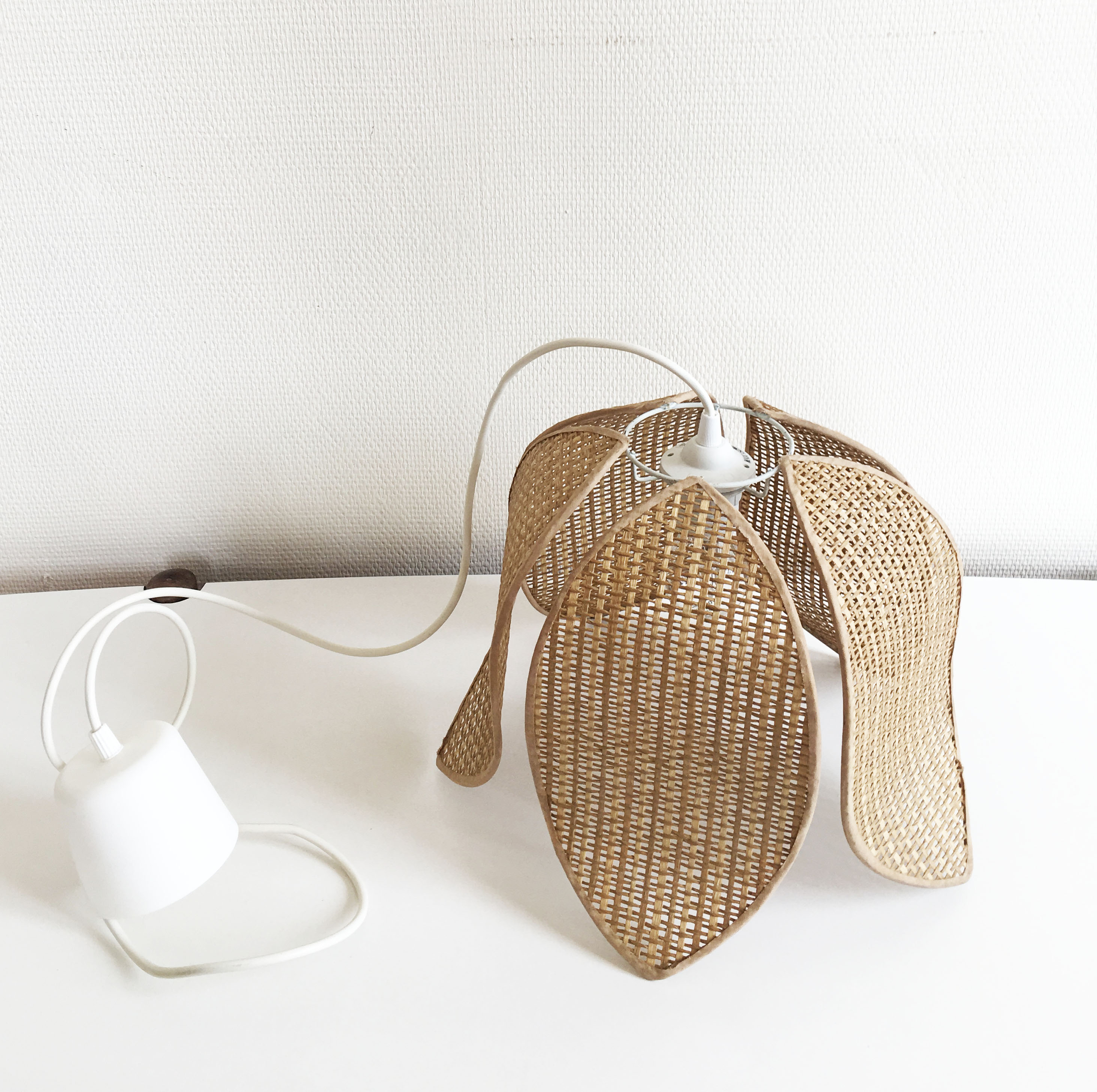 Braided rattan flower hanging lamp