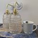 Pair of vintage electrified glass wall lamps