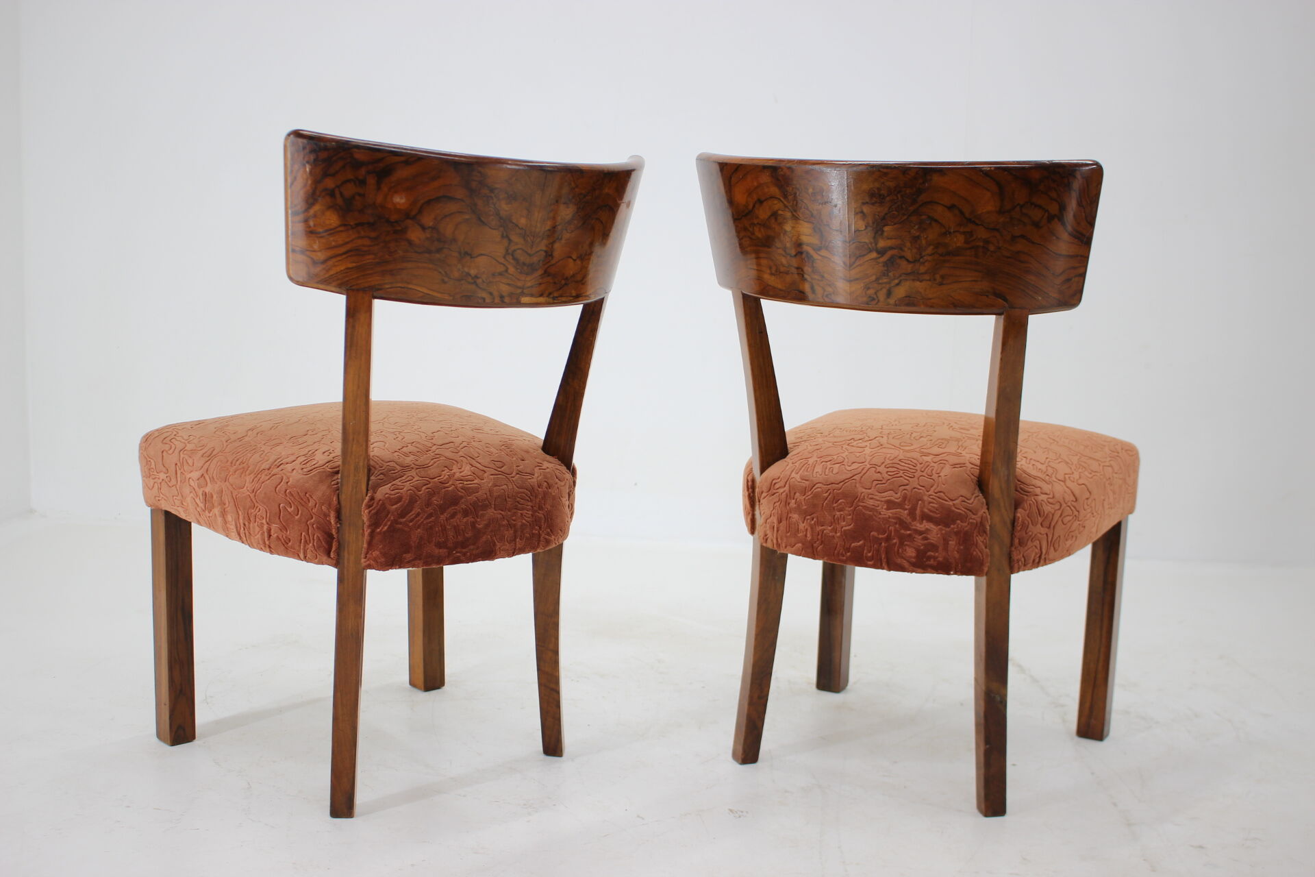 1930s art deco dining chairs in walnut, czechoslovakia