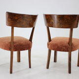 1930s art deco dining chairs in walnut, czechoslovakia
