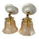 Pair of vintage sconces in electrified gold chiseled glass