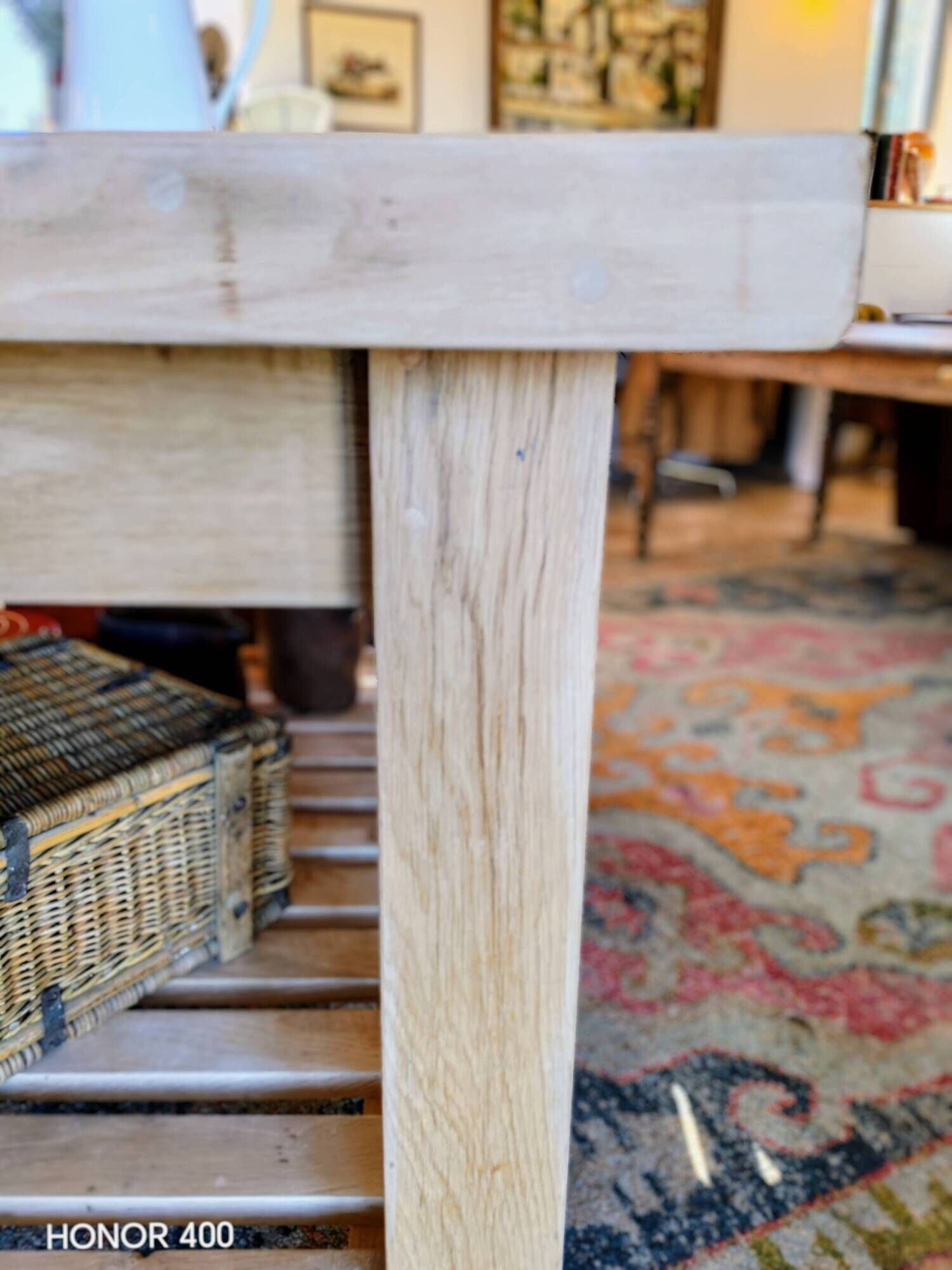 Solid raw oak table/island type "butcher's block" 180x105