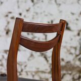 4 vintage Scandinavian chairs in teak and imitation leather, 1960