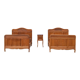 Pair of beds and Art Nouveau bedside in oak, France, circa 1910