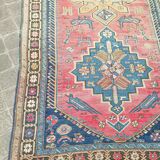 Tapis d'orient fait main de couloir caucasien ancien Kazak  3,09 x 1,52 m