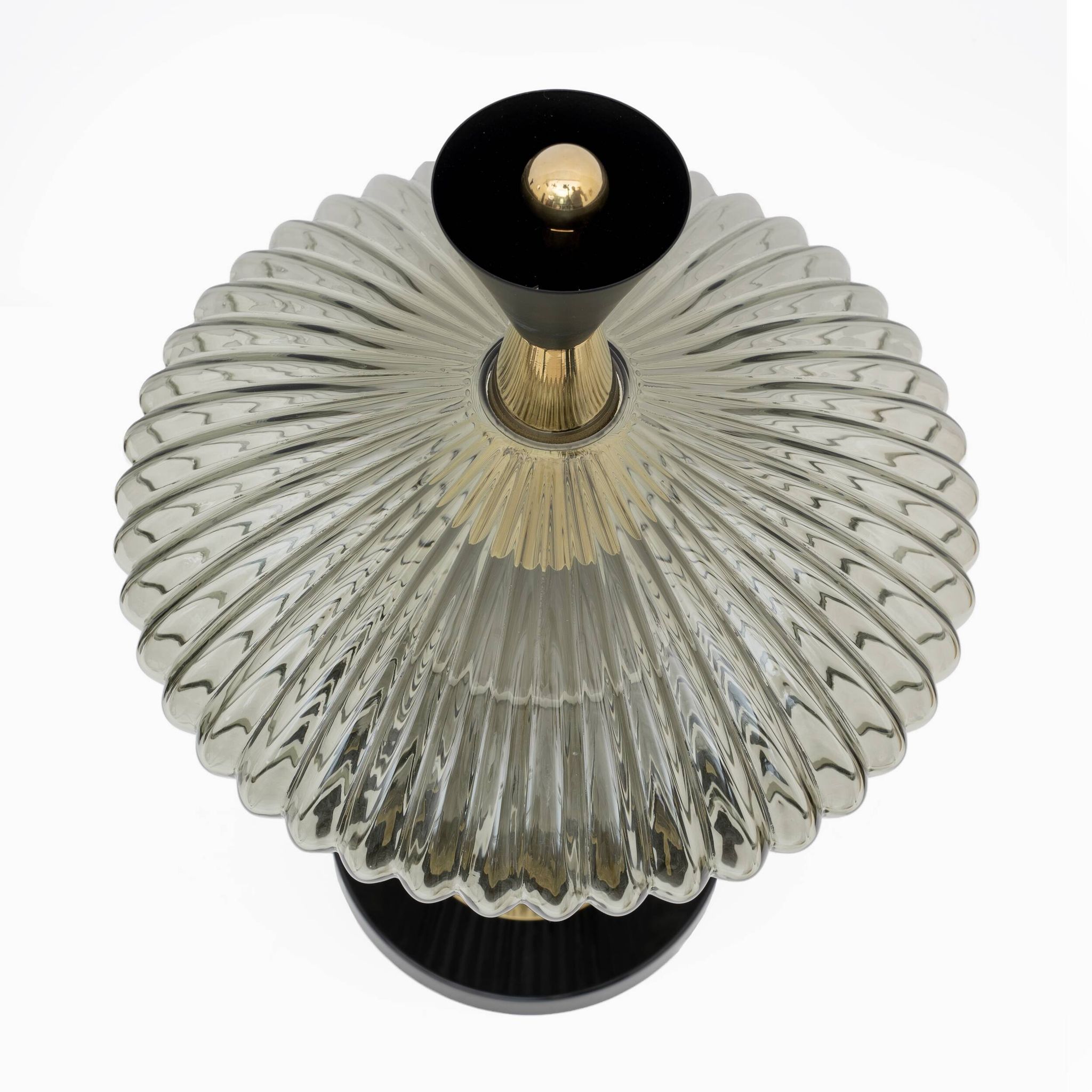 Pair of Mushroom-shaped Table Lamps Murano Glass and Brass