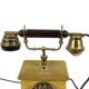 Old Italian Analog Telephone with Rotary Copper Wood Velvet