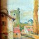 Painting signed hr. greitz? – oil on panel – view of a village