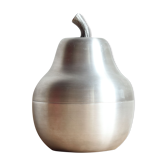 70s pear shaped ice bucket in brushed metal