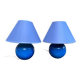 Pair of blue bedside lamps from the 60s by Les lampes d'Albret
