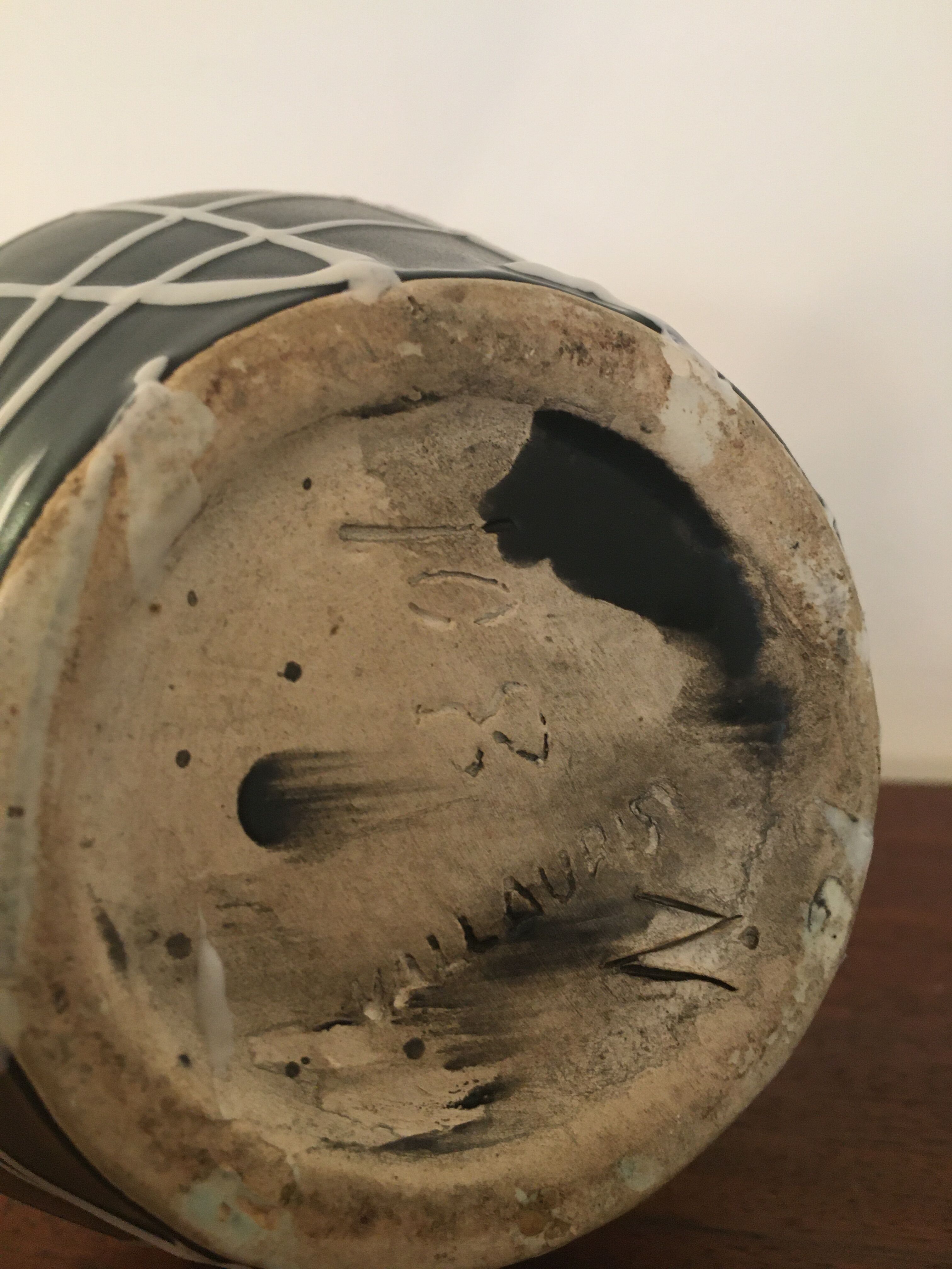Vase vallauris, white and black, vintage year 60