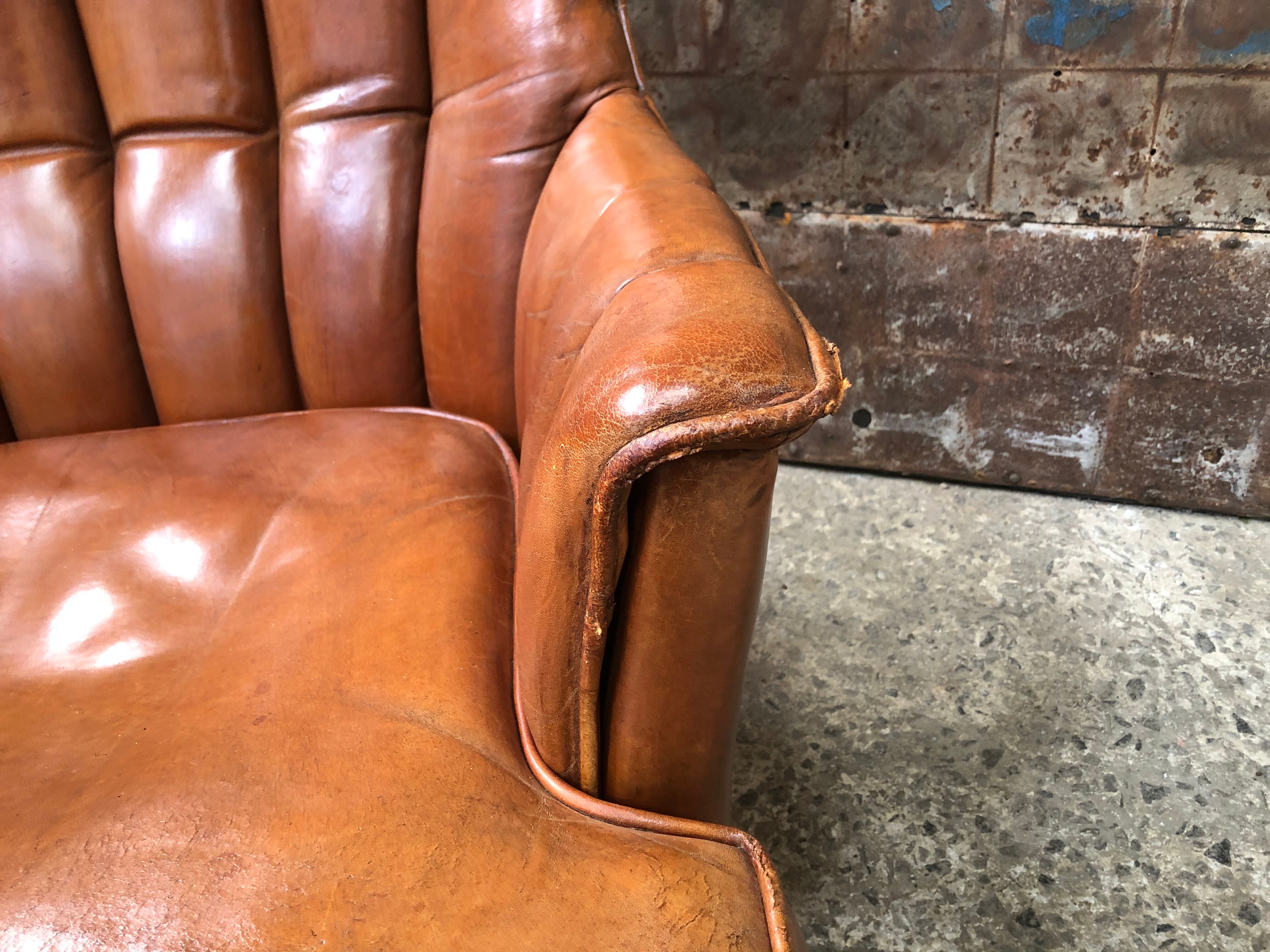 Leather club armchair