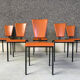 Ensemble de 6 chaises de salle à manger en cuir post-moderne, années 1970.
