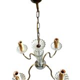 4-light chandelier in glass and gold metal