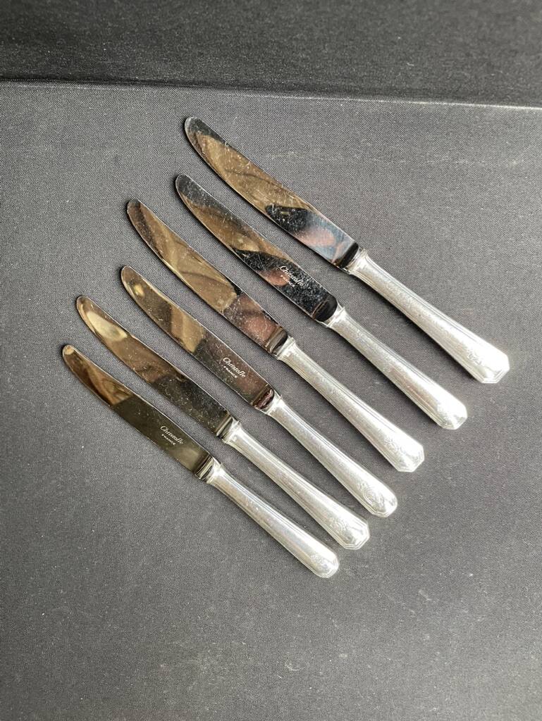 6 George V numbered knives including 3 Christofle
