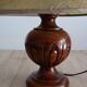 Vintage table lamp in turned wood and fabric lampshade