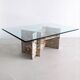 Italian marble coffee table with glass top 1970's