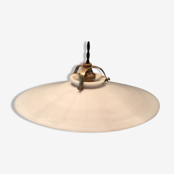 Suspension ancienne en opaline blanche et laiton N°12