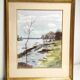 Tableau / Belle Aquarelle signée L. FISCHER 8.89 , paysage au bord du fleuve