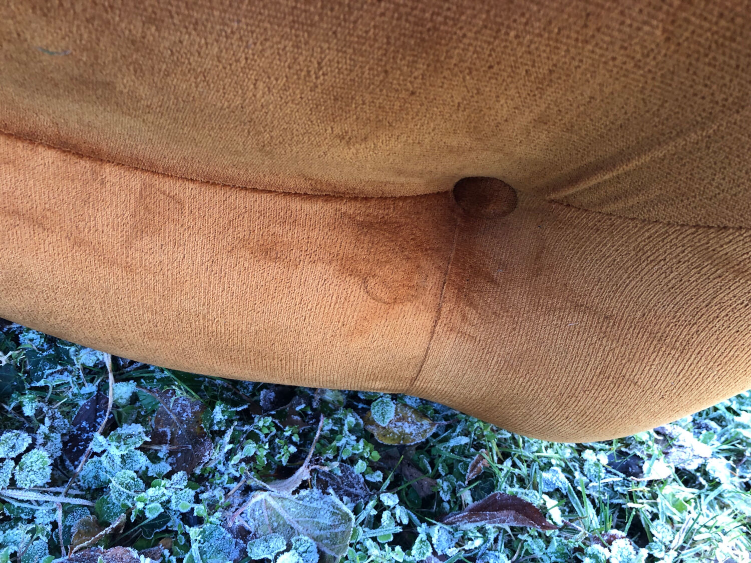 Orange velvet armchair