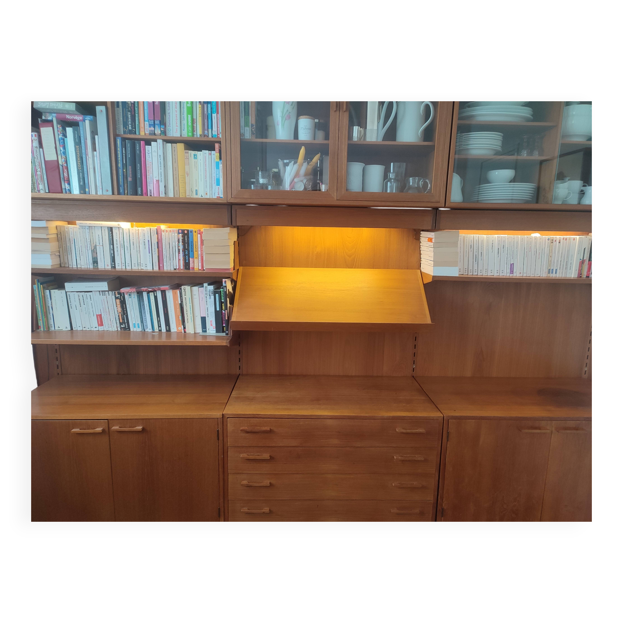 Danish teak wall system by Kai Kristiansen for FM (Feldballes Møbelf)