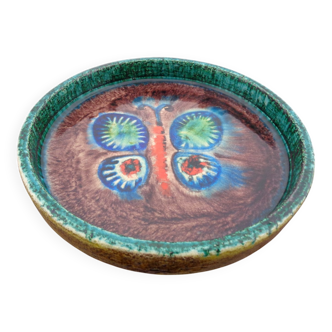 Majolica Butterfly Ceramic Bowl, 1960s