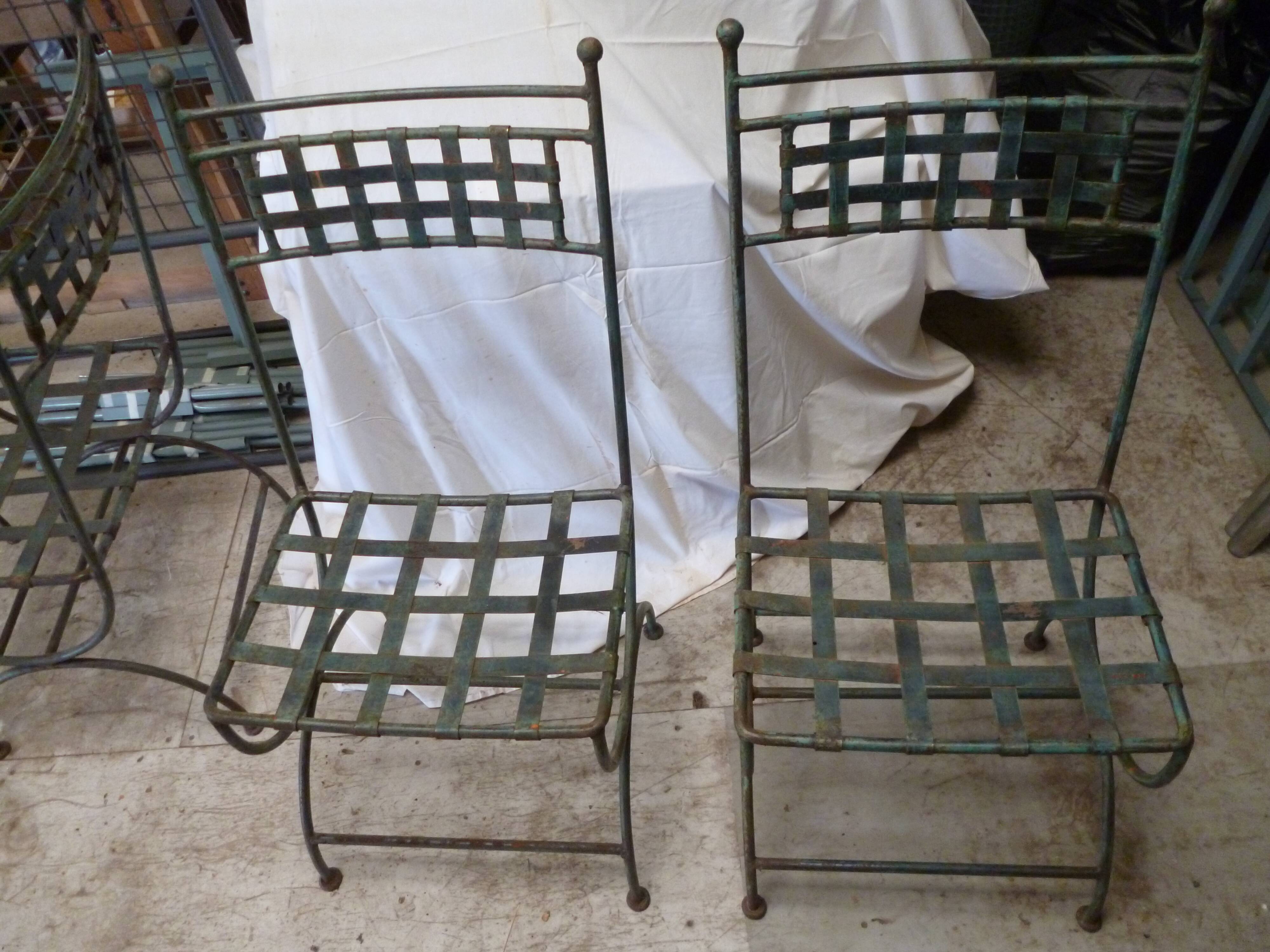 Suite of 6 iron garden chairs