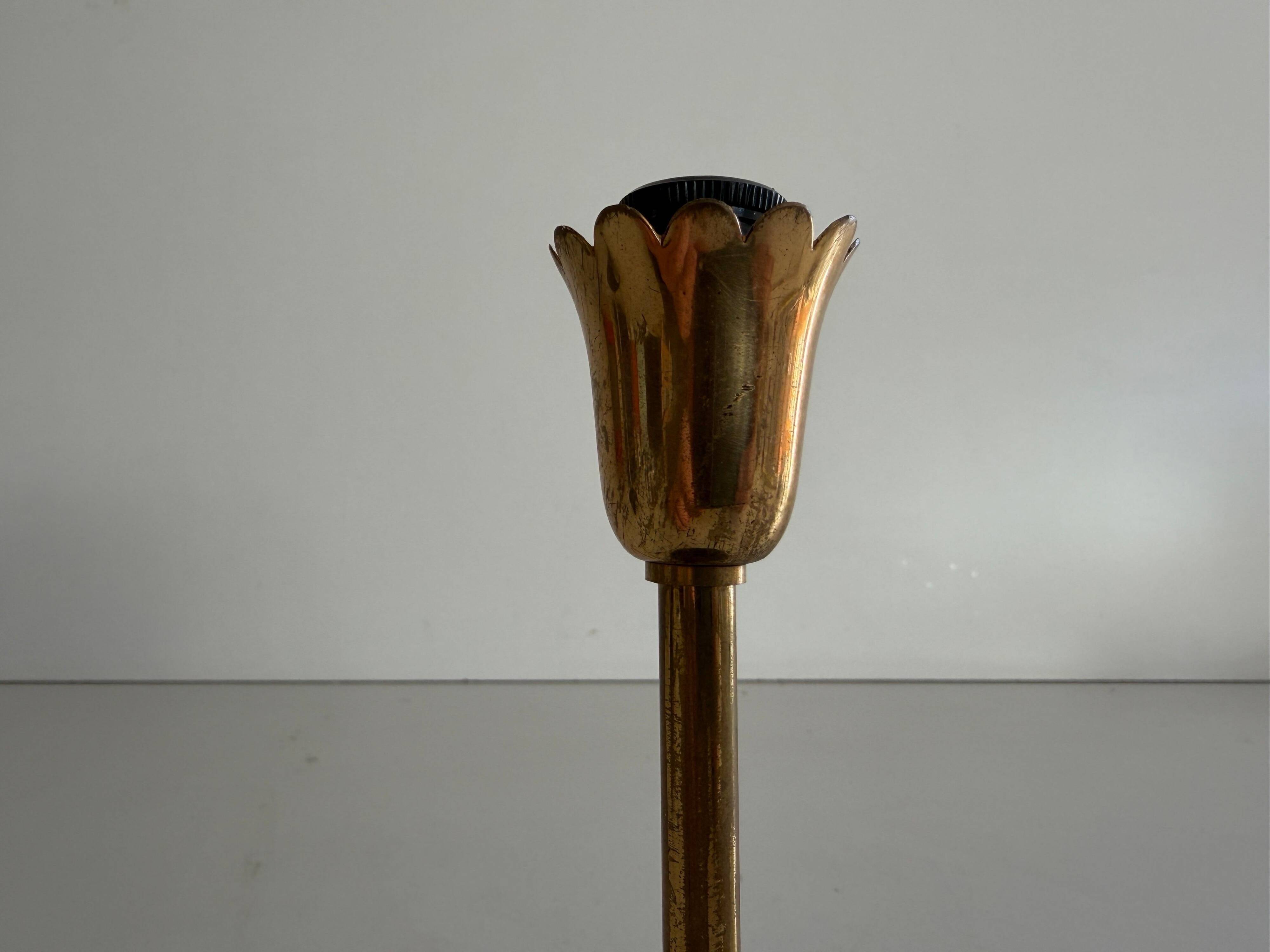 Pair of mid-century bedside lamps in brass and black metal, 1960, Italy