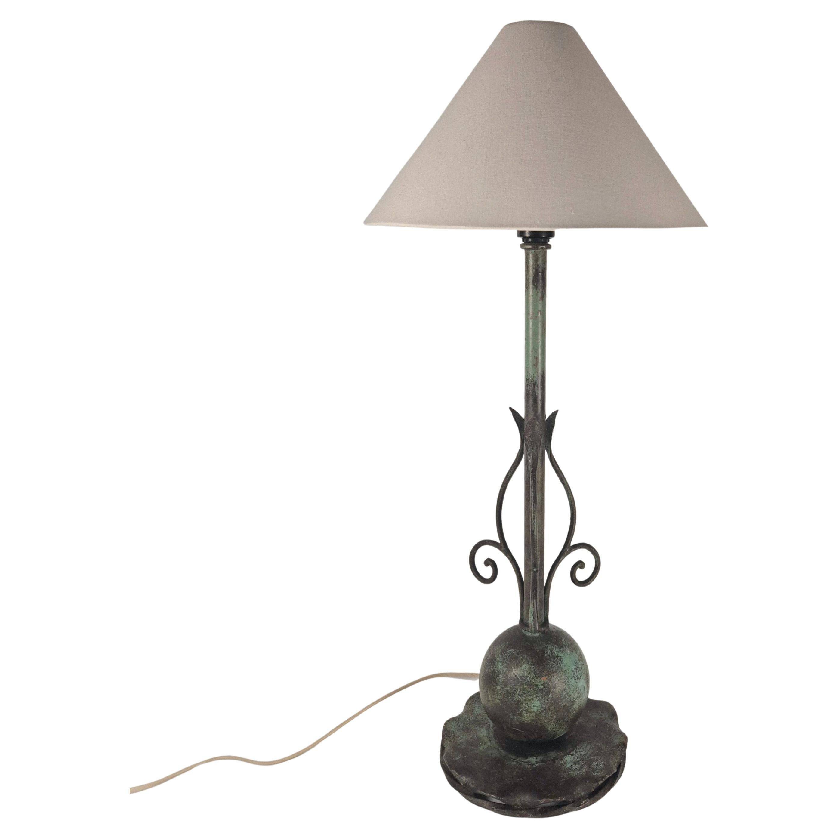 Decorative Patinated Bronze Table Lamp, Danish Grace / Scandinavian Modern