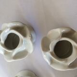 set of 6 pink candle holders in white porcelain