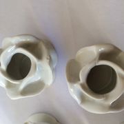 Lot de 6 bougeoirs rose en porcelaine blanche