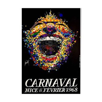 Affiche original Carnaval de Nice 1968 par Raymond Moretti - Petit Format - On linen