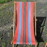 2 old bayadère green & red deckchairs