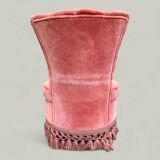 Pink velvet padded toad armchair 1970