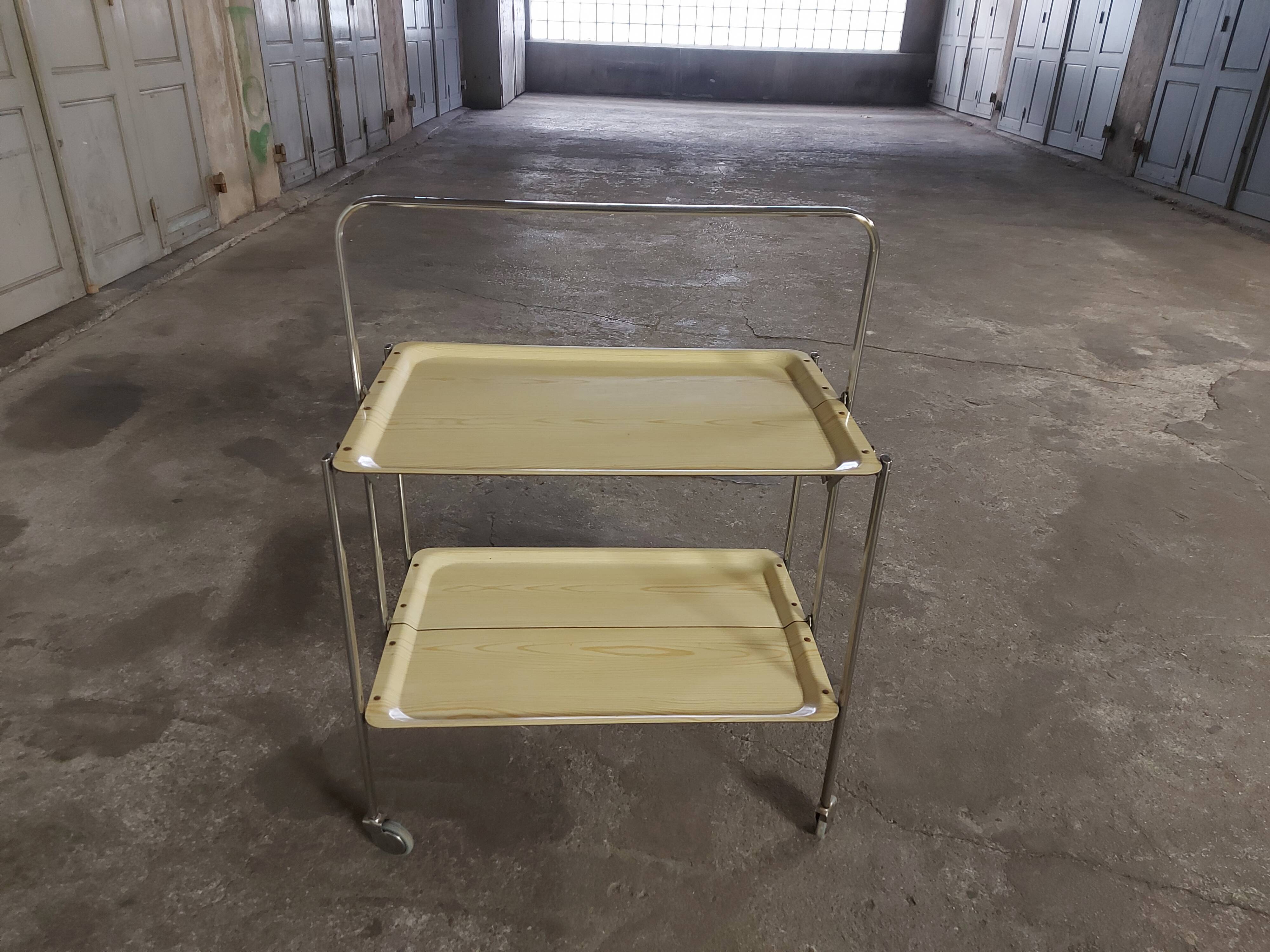 Italian vintage 70's foldable rolling service, speedy