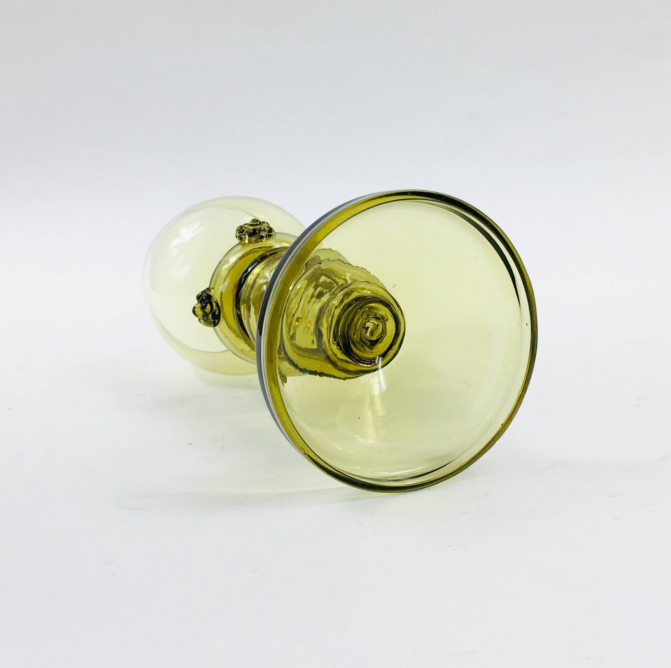 Pair of Antique Hand Blown Glass Wine Glasses from Roemer, Germany, 1880-1900s