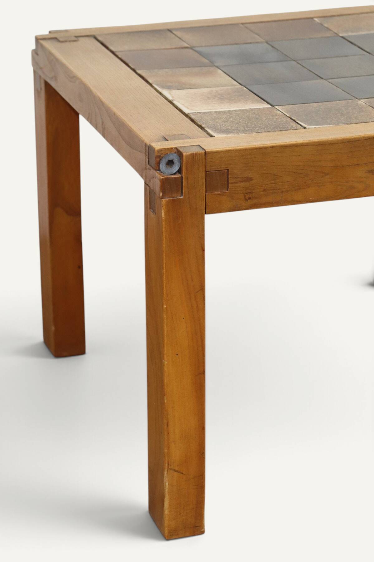 Coffee table by Pierre Chapo in solid elm and ceramic – circa 1960