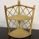 Vintage rattan corner shelf to hang