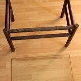 Side table made of bamboo and glass, vintage from the 1970s