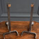 Pair of 1930 modernist chenets decorated with a ball
