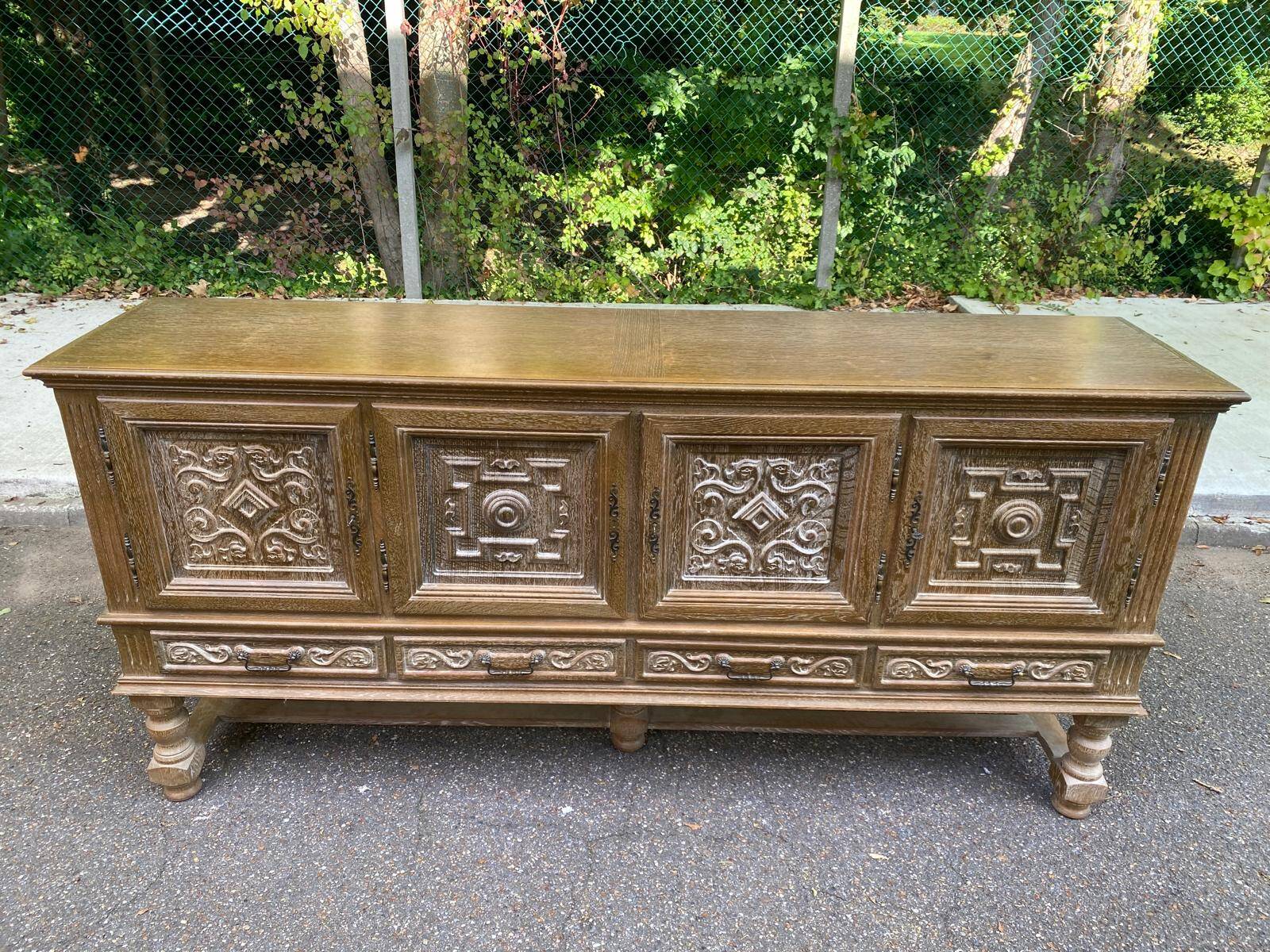 Spanish Renaissance patinated solid wood sideboard