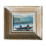 HSP painting "The fishermen" around 1900 R. F. Marcou + frame E. Begué