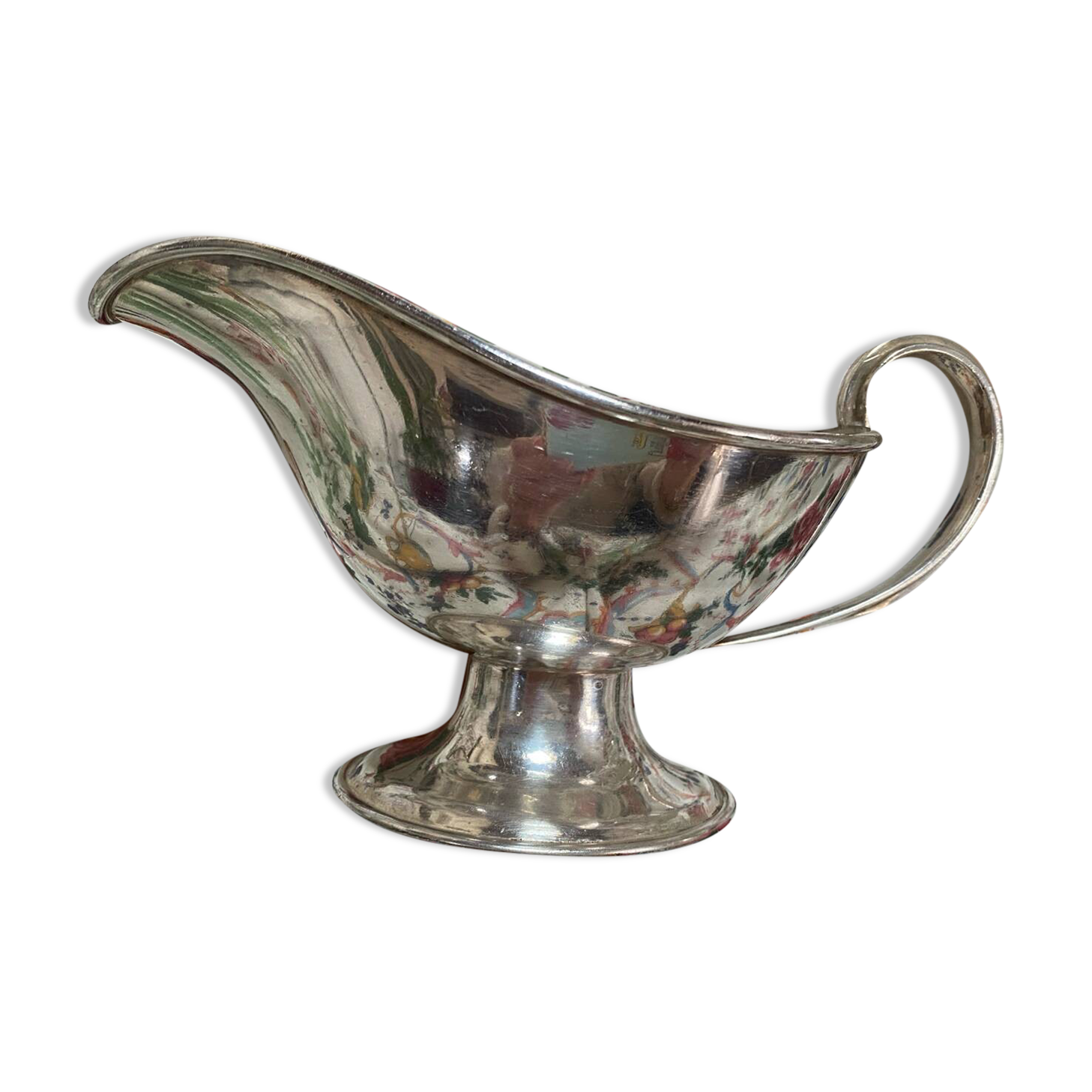 Antique silver-plated gravy boat stamped Birks