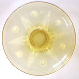 Coupe Art Déco en Verre Pressé Moulé Jaune décor en étoile