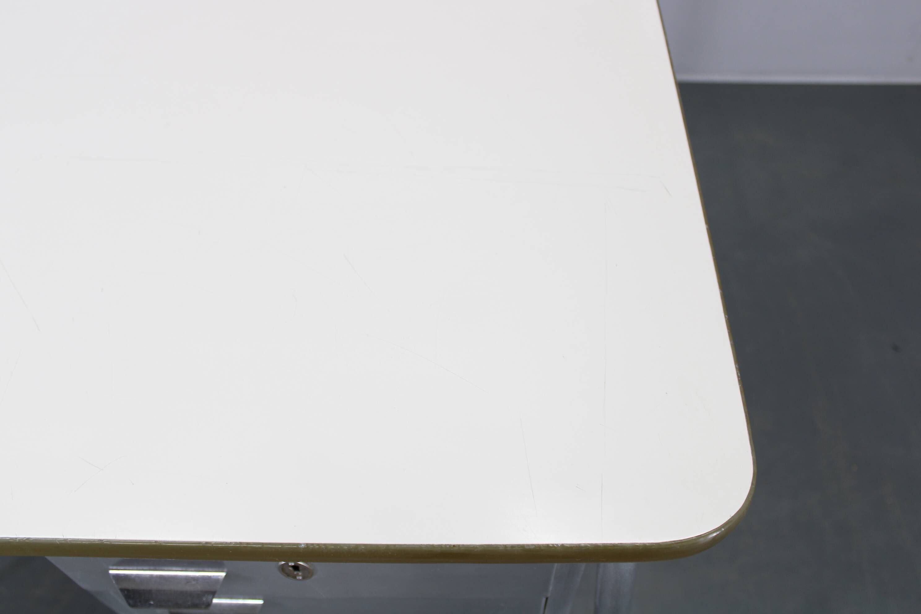 1950s Italian industrial metal and umakart desk — mid-century modern workstation