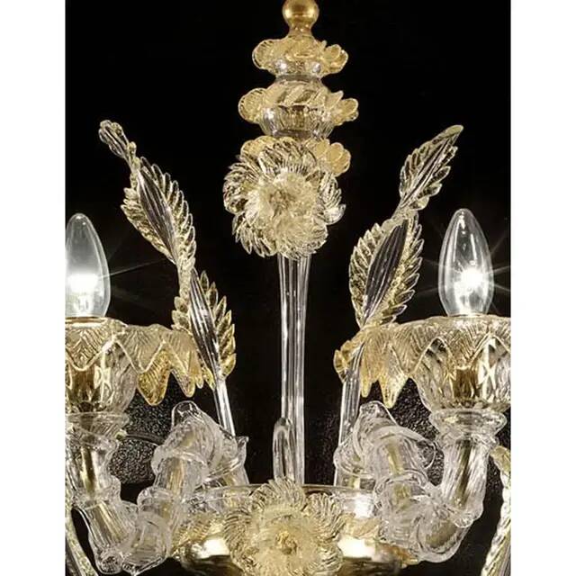 Verre de Murano Ca Rezzonico vénitien avec feuilles d'or et fleurs par Simoeng fo