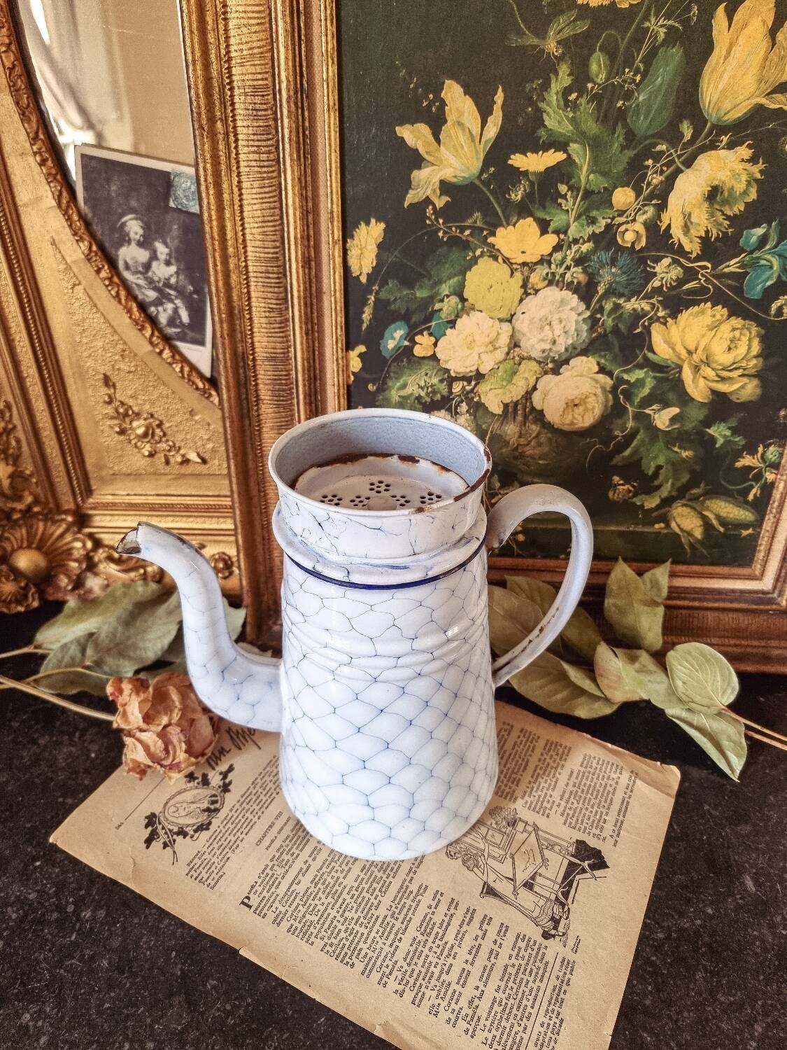 Large enameled coffee pot